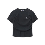 American retro solid color all-match short sleeves (women's)