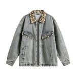 Vintage leopard print denim jacket