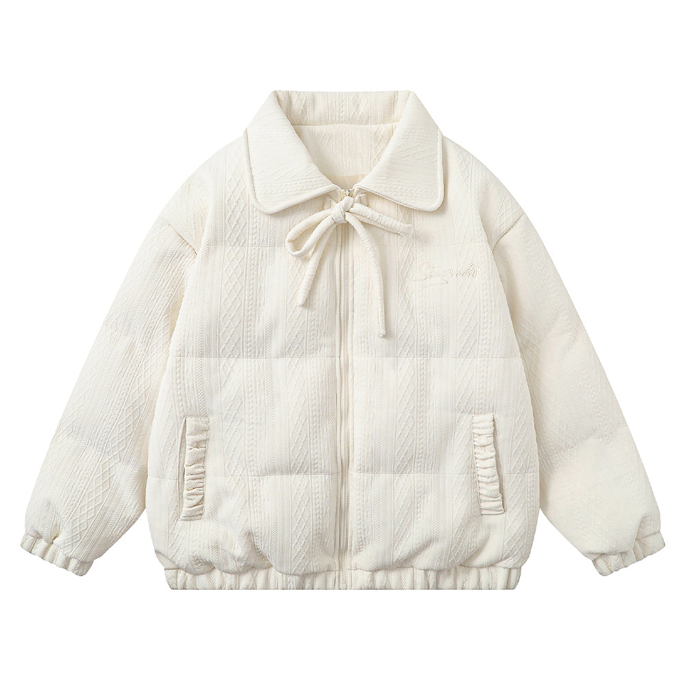 Retro bow cotton jacket