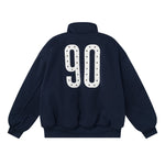 Embroidered striped stand-up collar coat