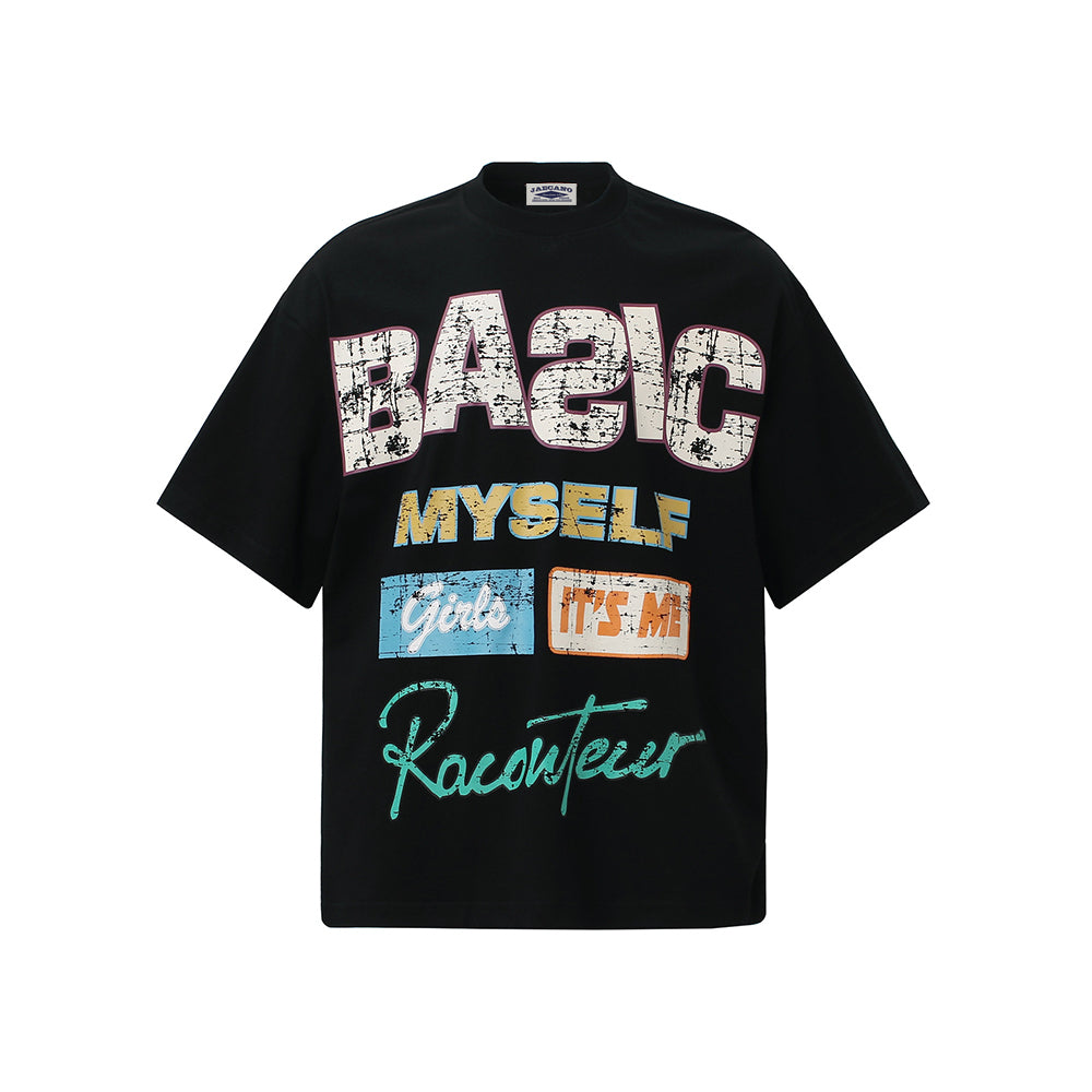 Vintage washed printed short sleeves