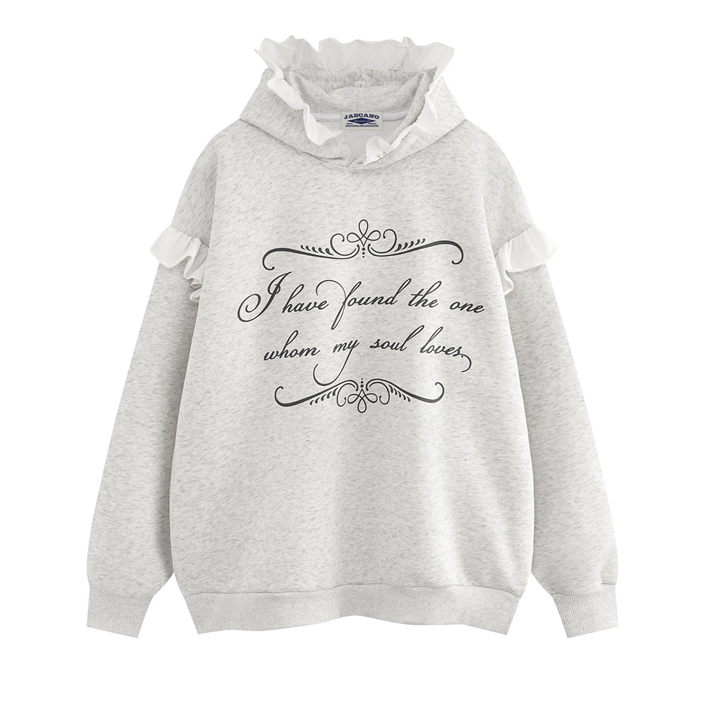 可愛刺綉蕾絲連帽衛衣