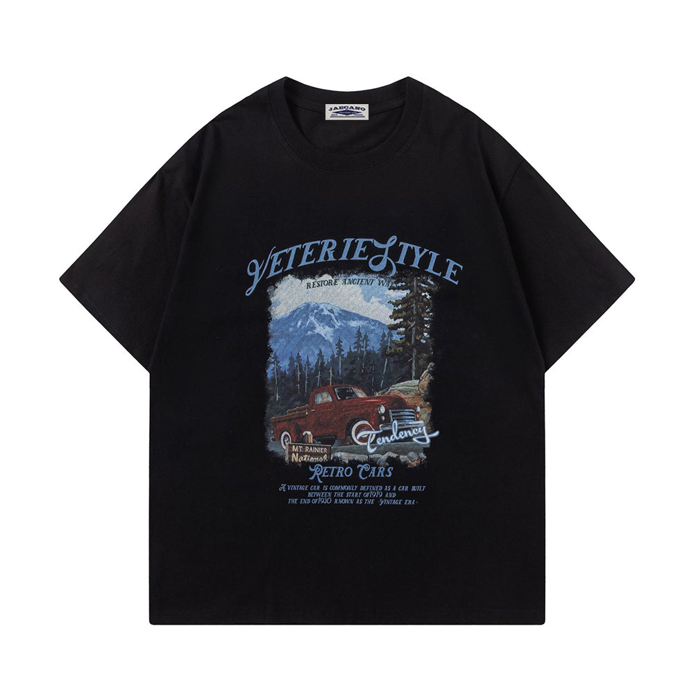 레트로 프린트 맞춤형 반팔