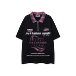 刺綉半拉鏈短袖