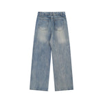 水洗直筒牛仔褲