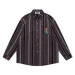 復古豎條紋長袖襯衫