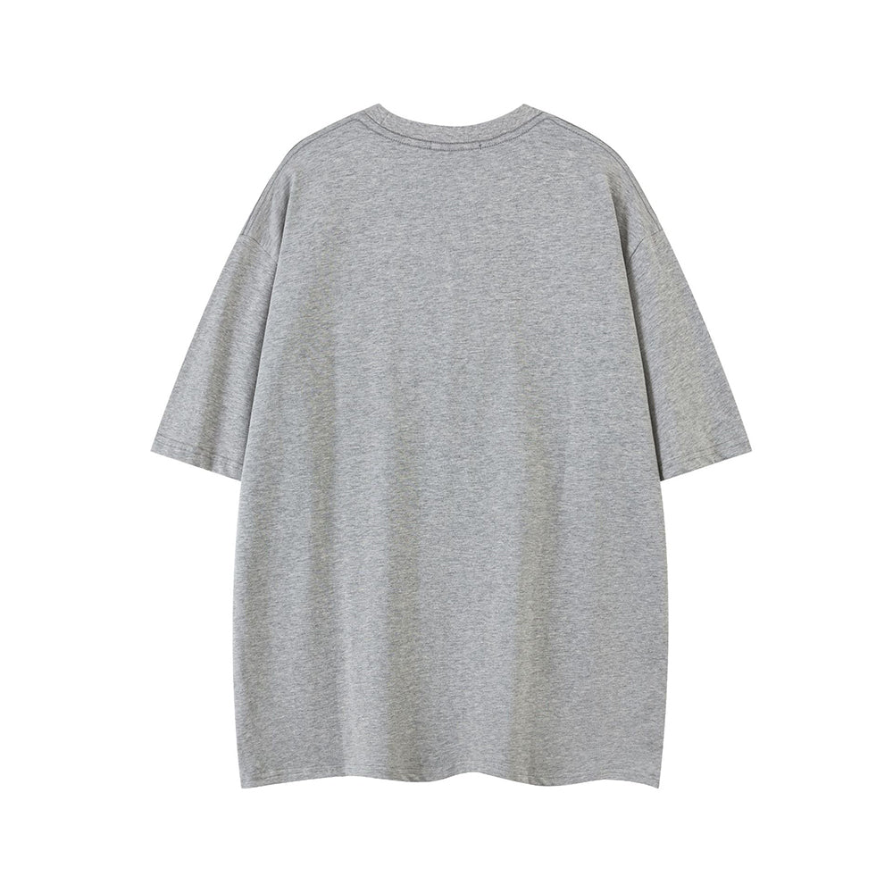 레터 패치가 있는 커플 반팔 티셔츠