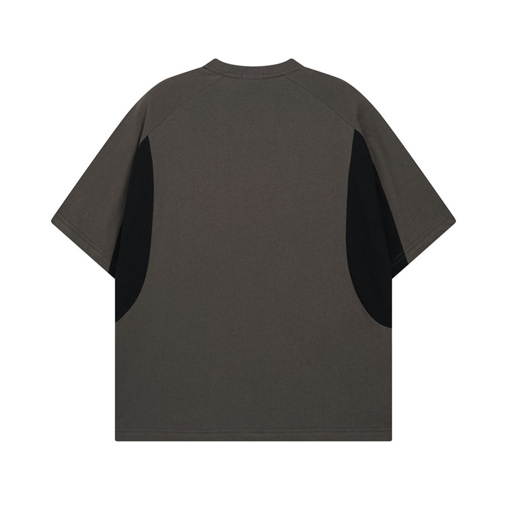 Retro contrast patchwork short sleeves