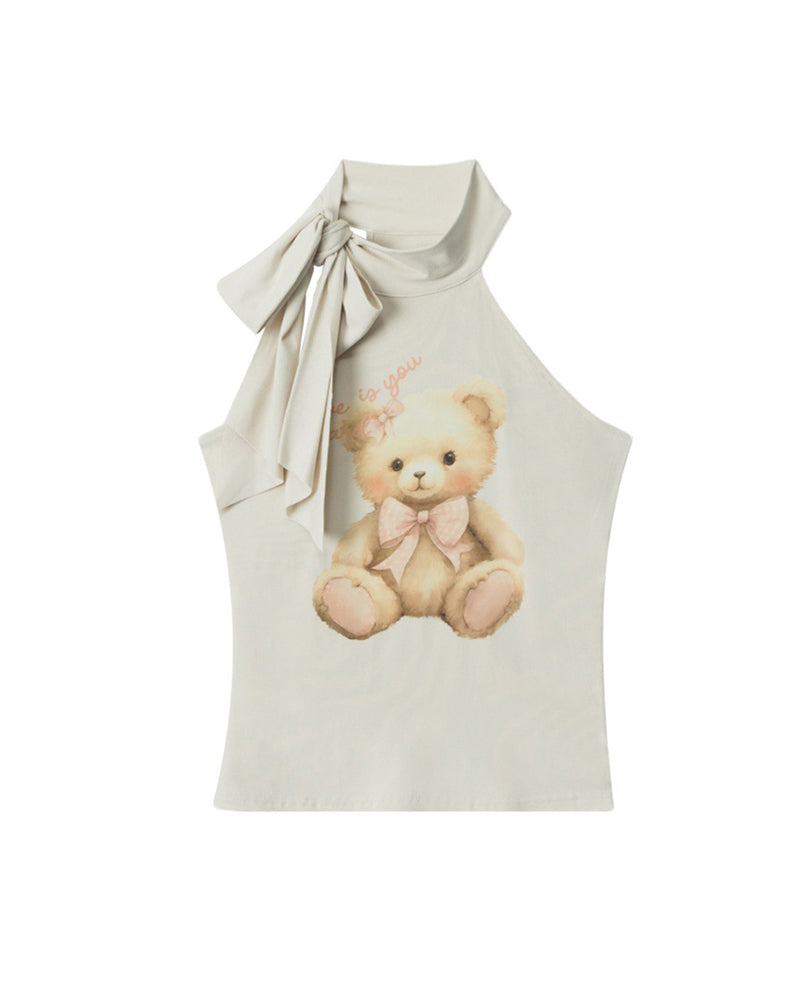 베어 홀터넥 민소매 탑