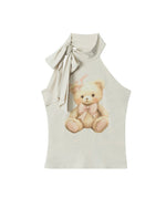 베어 홀터넥 민소매 탑