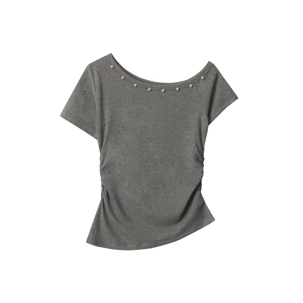 Off-shoulder slim short sleeves