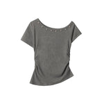 Off-shoulder slim short sleeves