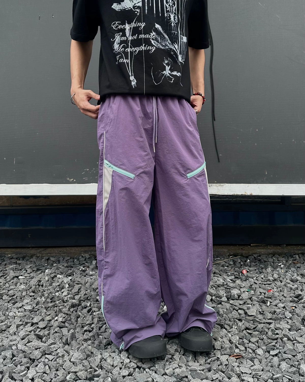 Panelled straight-leg casual trousers