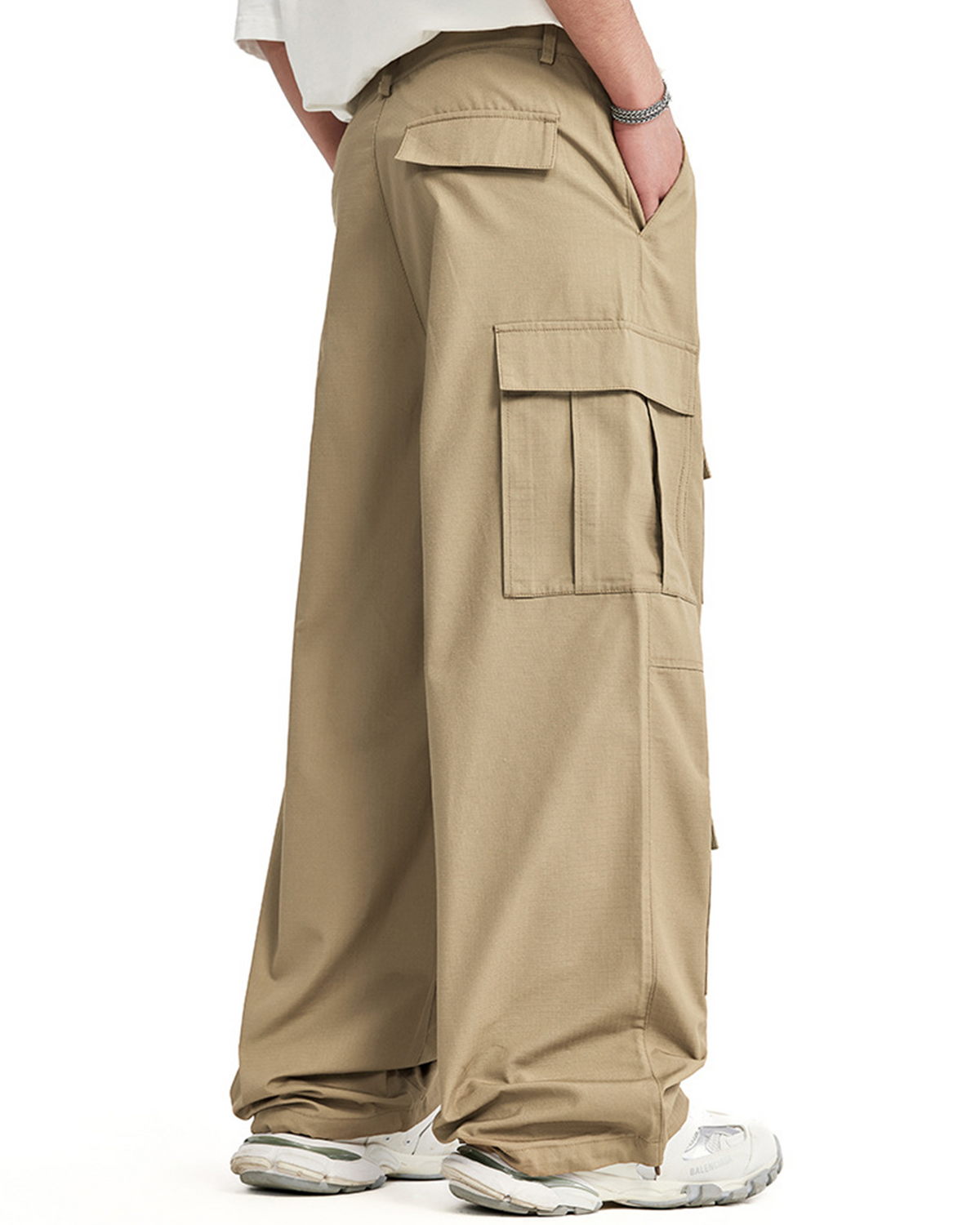 休閑口袋工裝褲