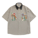 Colorful floral embroidered short-sleeved shirt