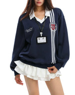 假兩件學院風衛衣