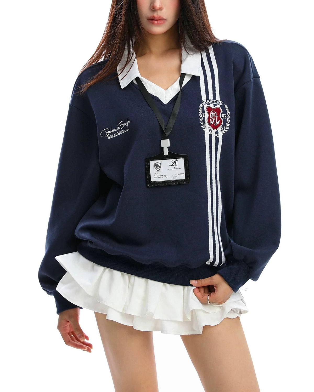 假兩件學院風衛衣