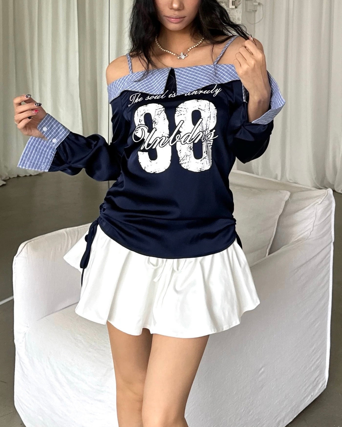 Plaid patchwork long sleeves (women's)