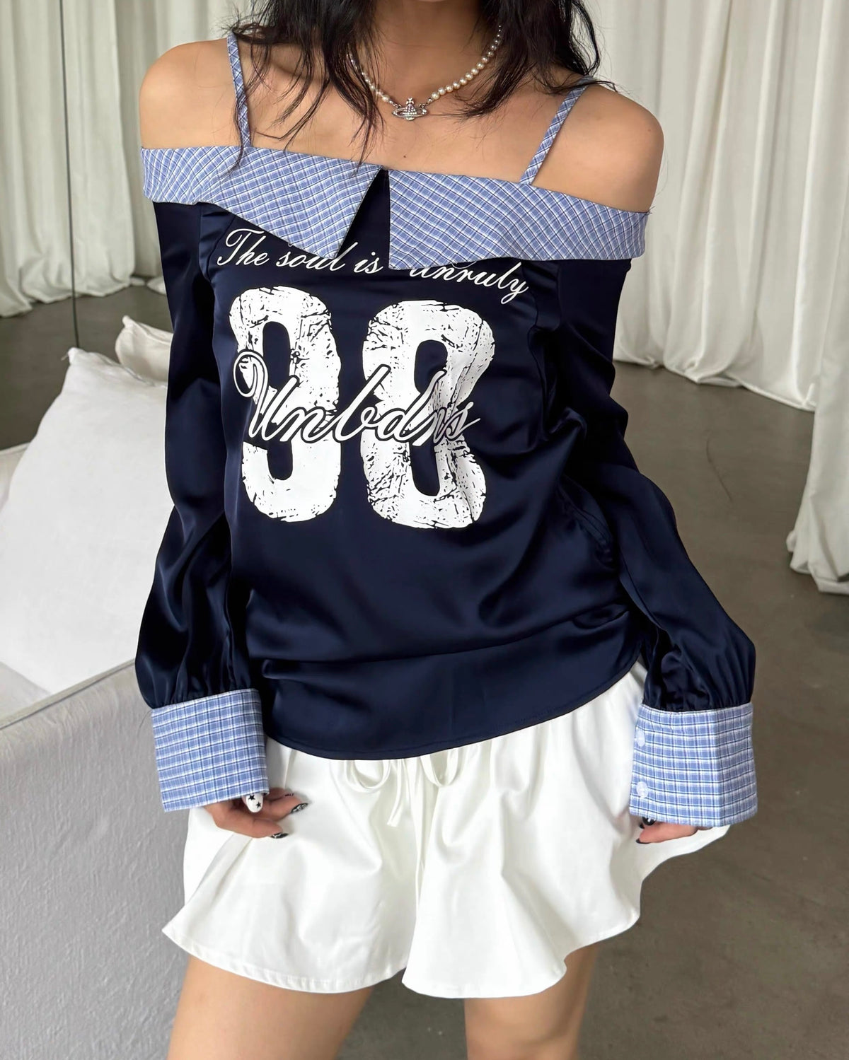 Plaid patchwork long sleeves (women's)