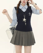 Fake two-piece long-sleeved shirt (women's)