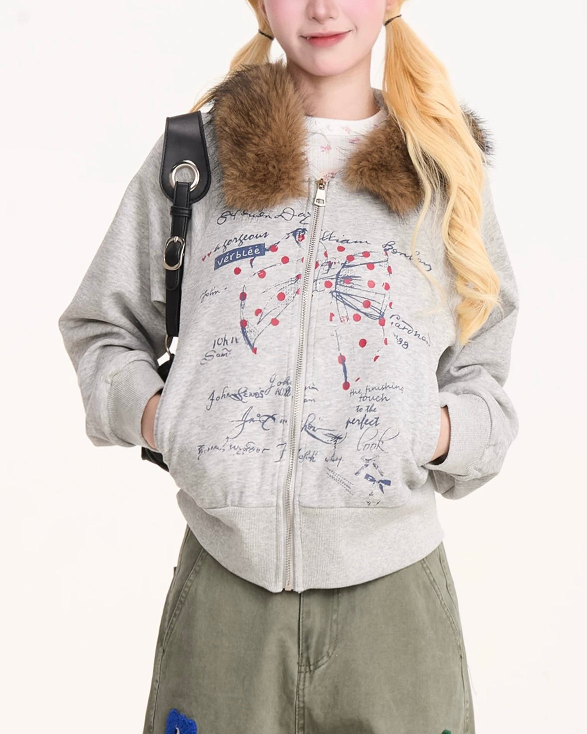 Retro hooded sweatshirt jacket