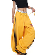 embroidered paneled trousers