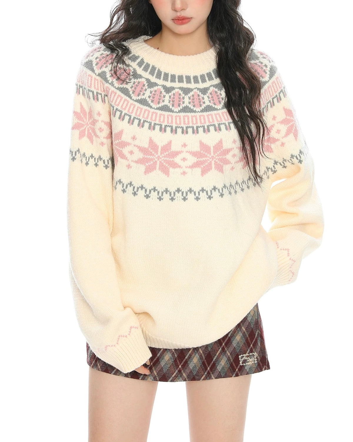 빈티지 자카드 풀오버 스웨터