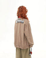 撞色拼接格子外套