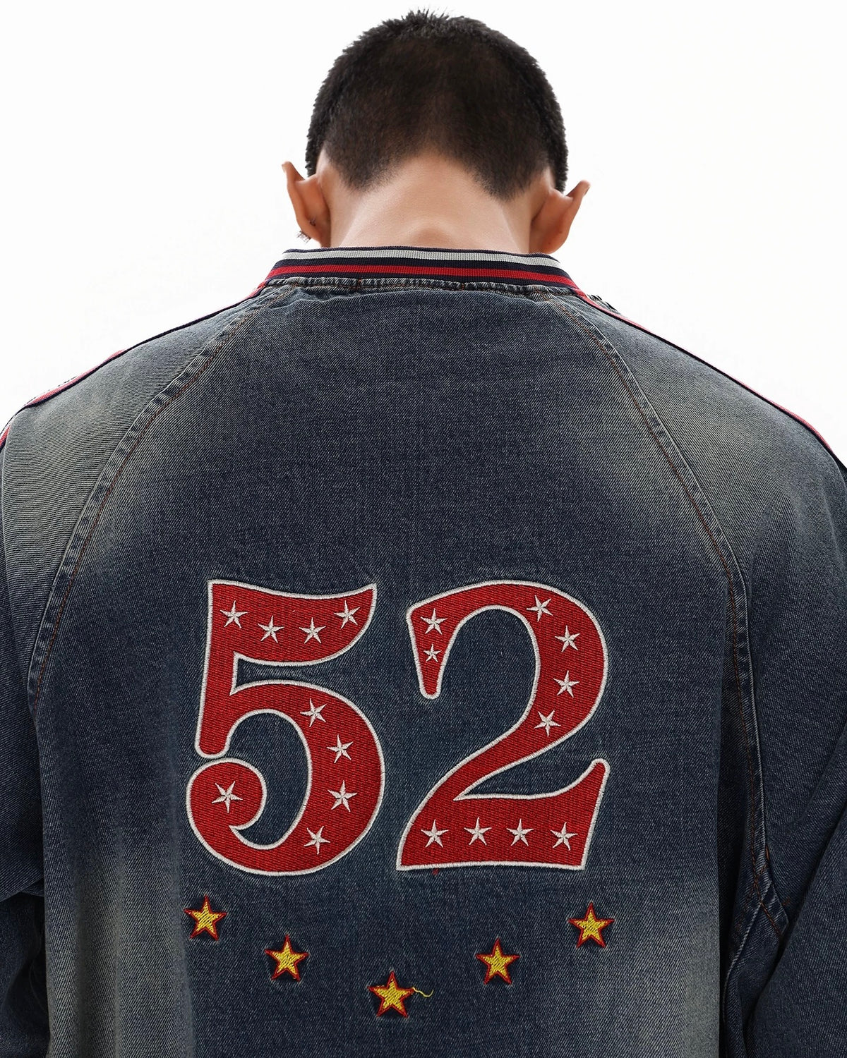 復古水洗刺綉牛仔衛衣