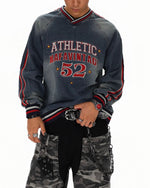 復古水洗刺綉牛仔衛衣