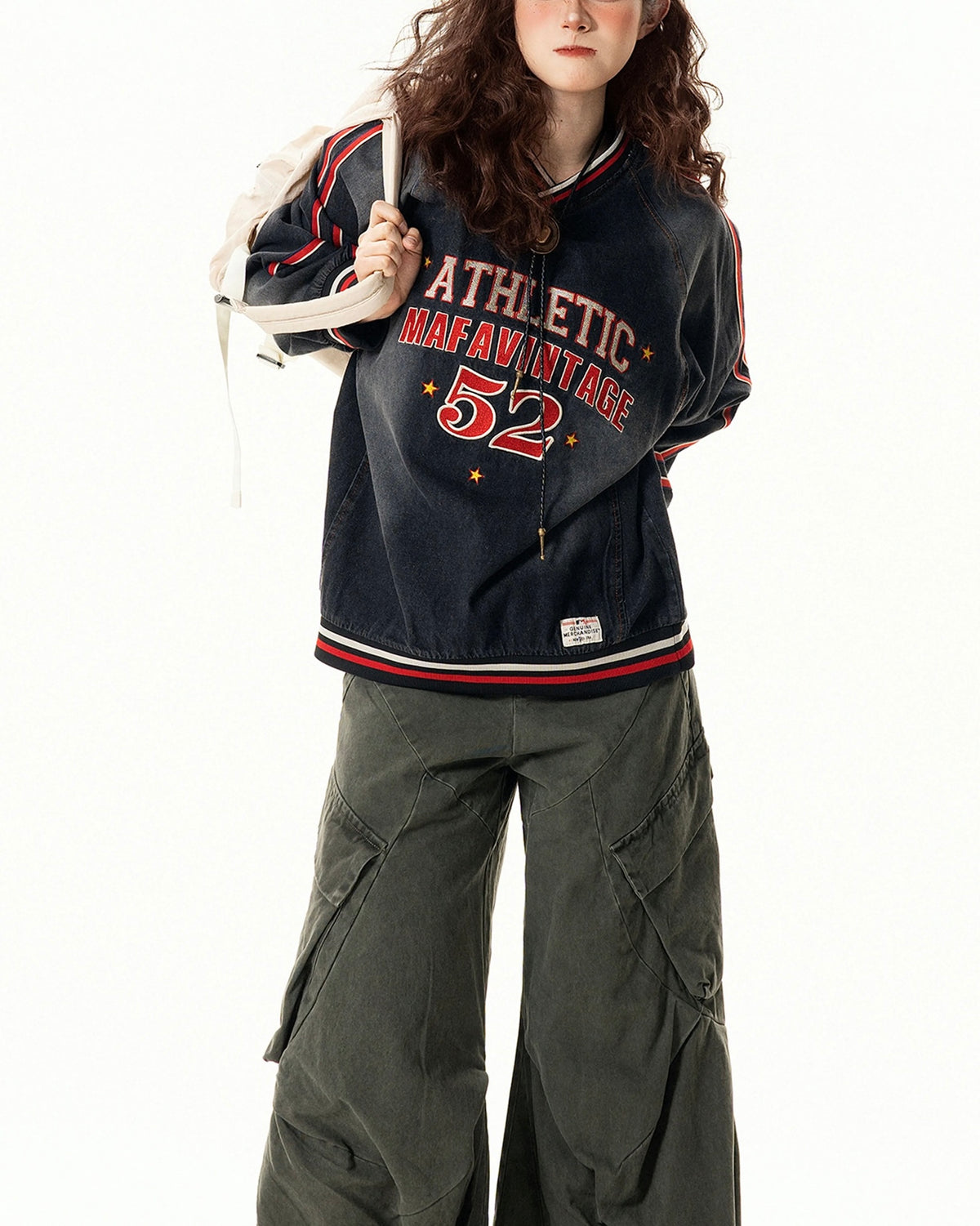 復古水洗刺綉牛仔衛衣