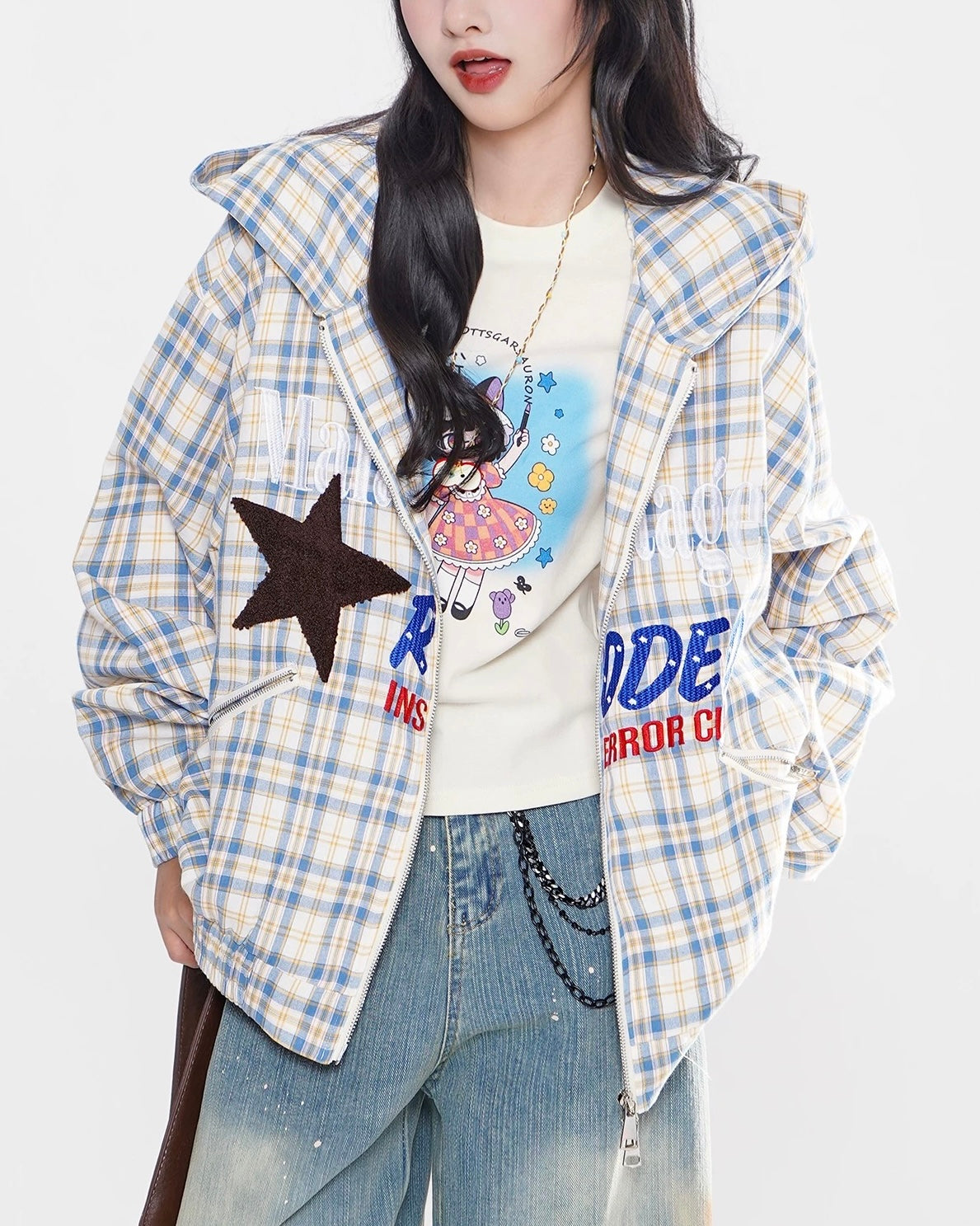 復古格子情侶外套