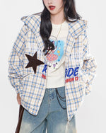 復古格子情侶外套