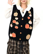 재밌는 작은 호박 자수 스웨터