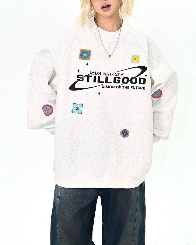 刺綉小花百搭衛衣