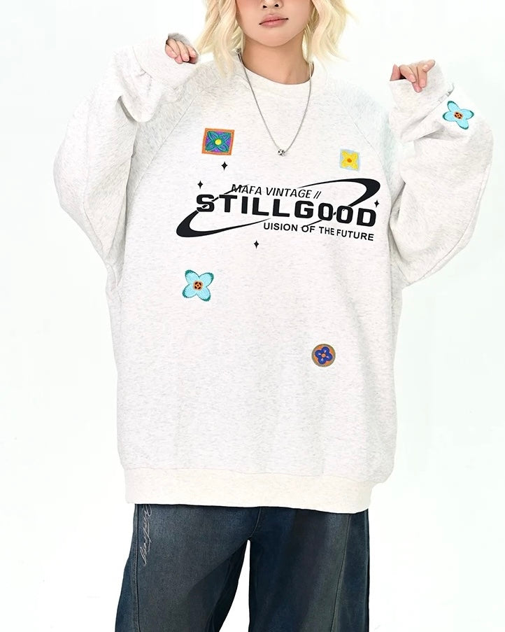 刺綉小花百搭衛衣