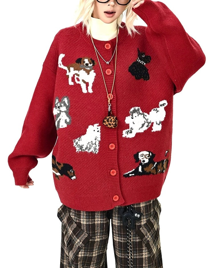 趣味卡通小狗針織衫