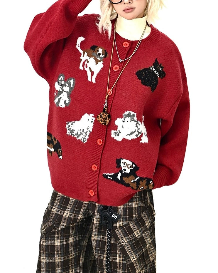 趣味卡通小狗針織衫