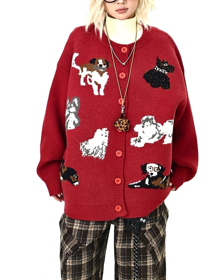 趣味卡通小狗針織衫