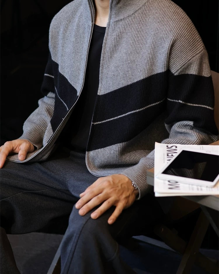 半高領開衫毛衣