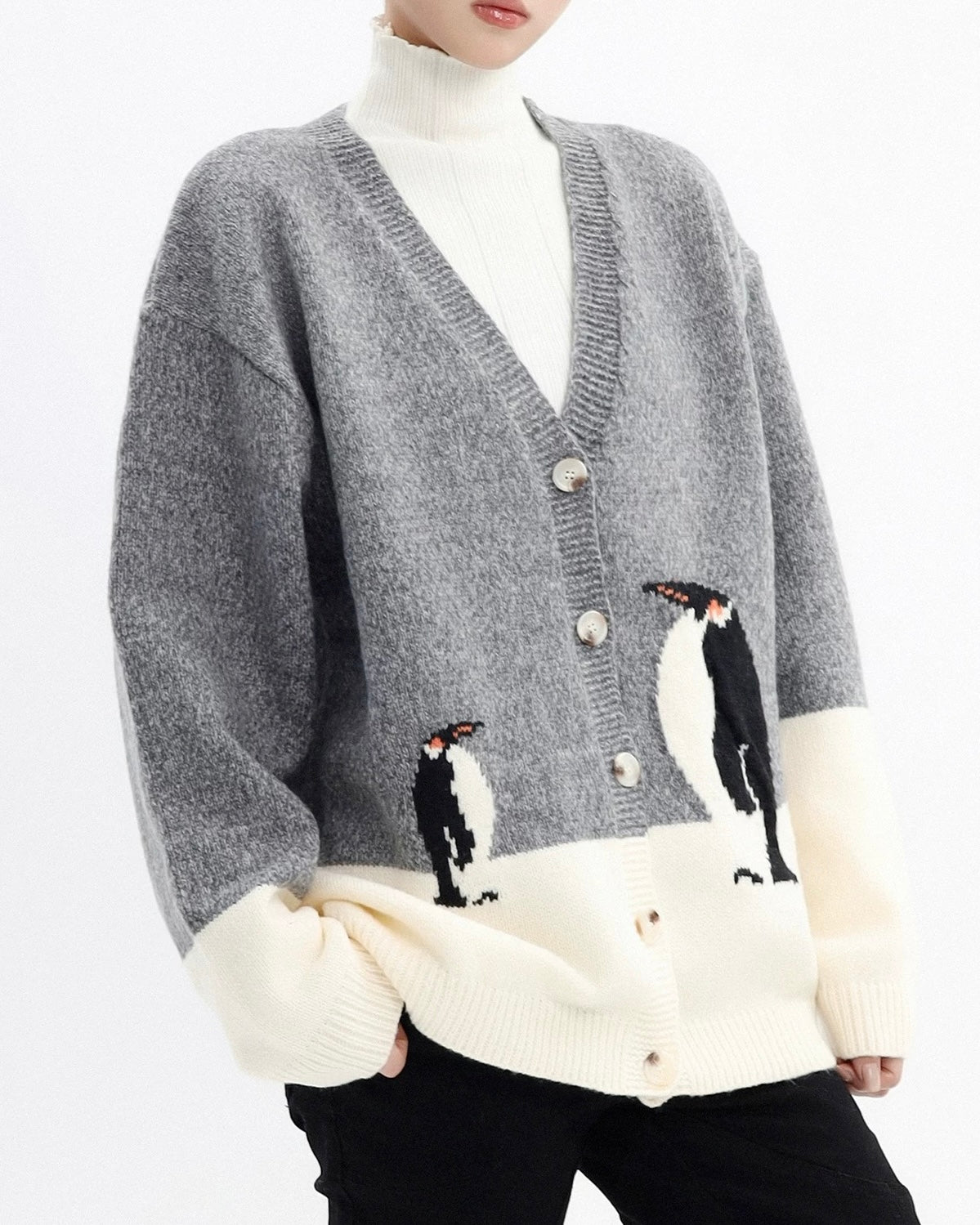 企鵝提花情侶外套