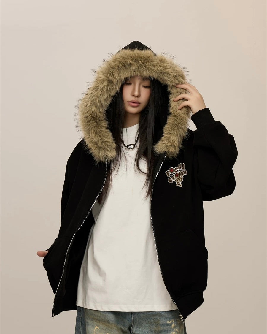 Vintage zipper embroidered jacket