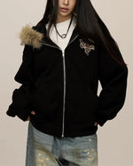 Vintage zipper embroidered jacket