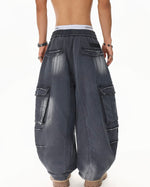 Distressed multi-pocket sweatpants