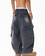 Distressed multi-pocket sweatpants