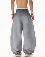 patchwork loose trousers