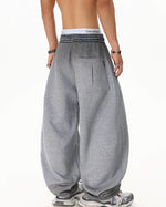 patchwork loose trousers