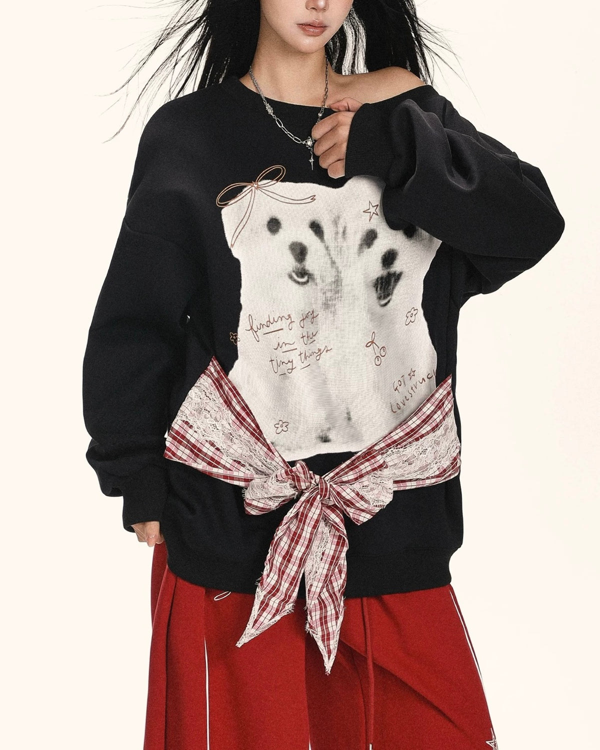 퍼피 오프숄더 긴팔 스웨트셔츠(여성용)