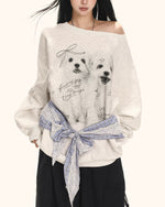 퍼피 오프숄더 긴팔 스웨트셔츠(여성용)