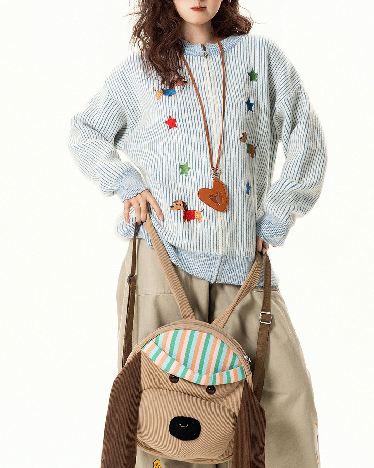 귀여운 강아지 자수 스웨터